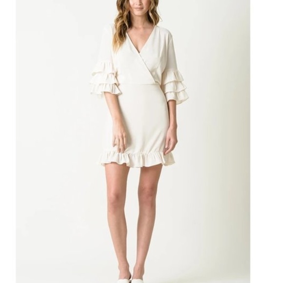 Lucca Couture Camille Surplice Front Ruffle Animal SLV Dress - Picture 1 of 8